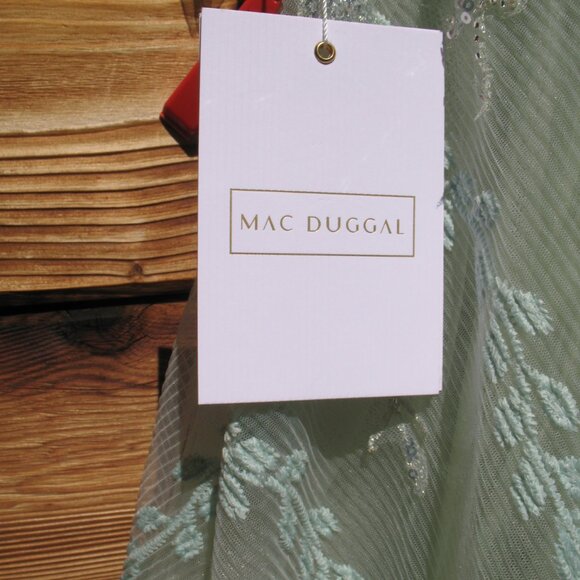 Mac Duggal 20313 Embellished Lined Mesh Gown Sleeveless Sage Green 0 NWT - Picture 13 of 14